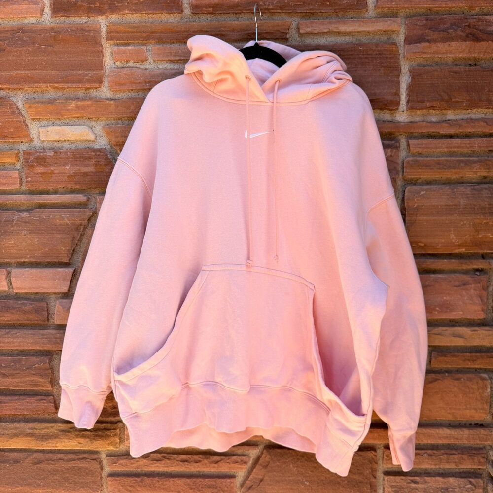 Nike Hoodie Mens Large Pale Pink Center Swoosh Pullover Logo Long Sleeve